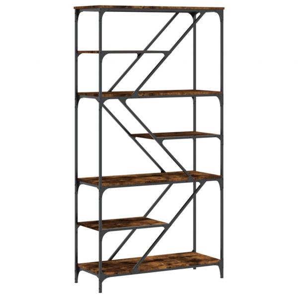 Bücherregal Räuchereiche 91x36x176 cm Holzwerkstoff und Stahl