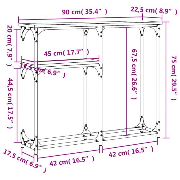 Konsolentisch Braun Eichen-Optik 90x22,5x75 cm Holzwerkstoff