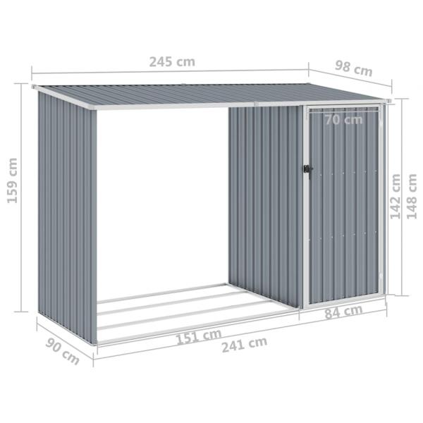 Garten Brennholzlager Grau 245x98x159 cm Verzinkter Stahl