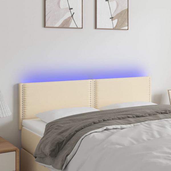 ARDEBO.de - LED Kopfteil Creme 144x5x78/88 cm Stoff