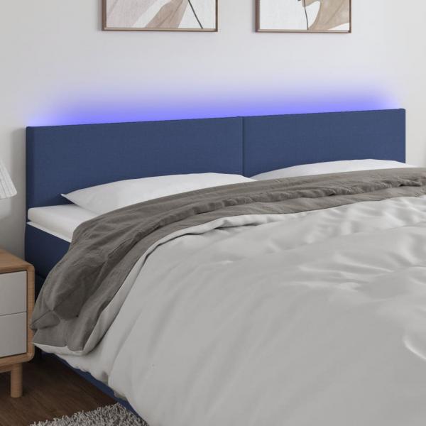 ARDEBO.de - LED Kopfteil Blau 160x5x78/88 cm Stoff