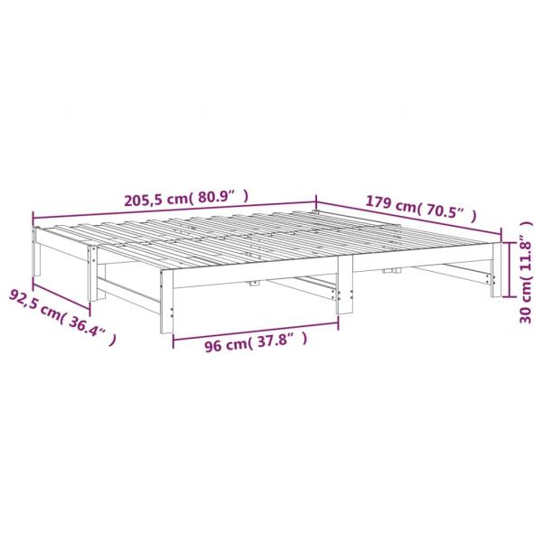 Tagesbett Ausziehbar Grau 2x(90x200) cm Massivholz Kiefer