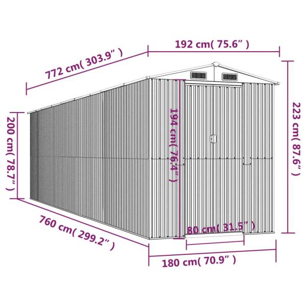 Geräteschuppen Anthrazit 192x772x223 cm Verzinkter Stahl