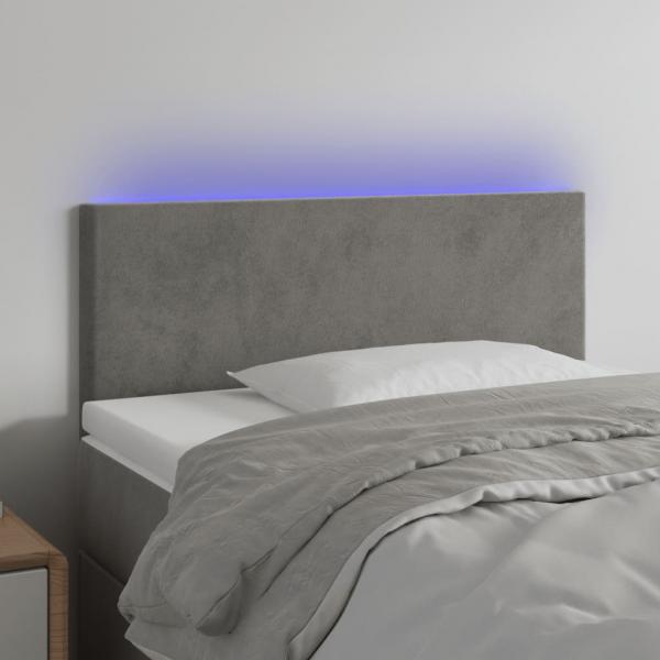 ARDEBO.de - LED Kopfteil Hellgrau 80x5x78/88 cm Samt