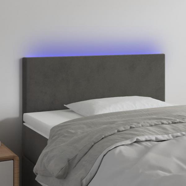 ARDEBO.de - LED Kopfteil Dunkelgrau 90x5x78/88 cm Samt