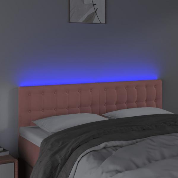 LED Kopfteil Rosa 144x5x78/88 cm Samt