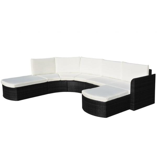 ARDEBO.de - 4-tlg. Garten-Lounge-Set mit Auflagen Poly Rattan Schwarz