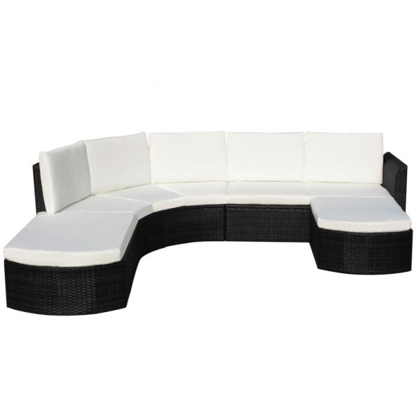 4-tlg. Garten-Lounge-Set mit Auflagen Poly Rattan Schwarz