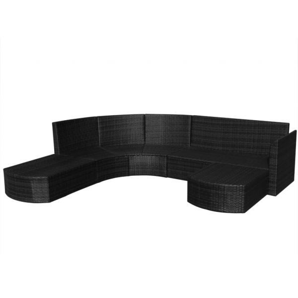 4-tlg. Garten-Lounge-Set mit Auflagen Poly Rattan Schwarz