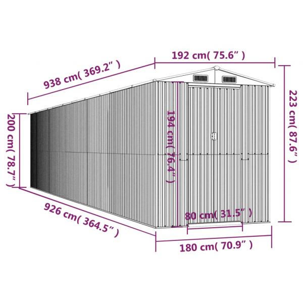 Geräteschuppen Grün 192x938x223 cm Verzinkter Stahl