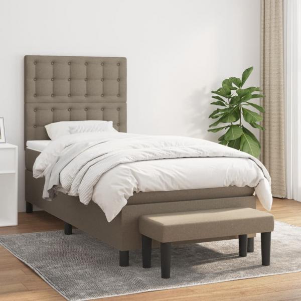 ARDEBO.de - Boxspringbett mit Matratze Taupe 90x190 cm Stoff