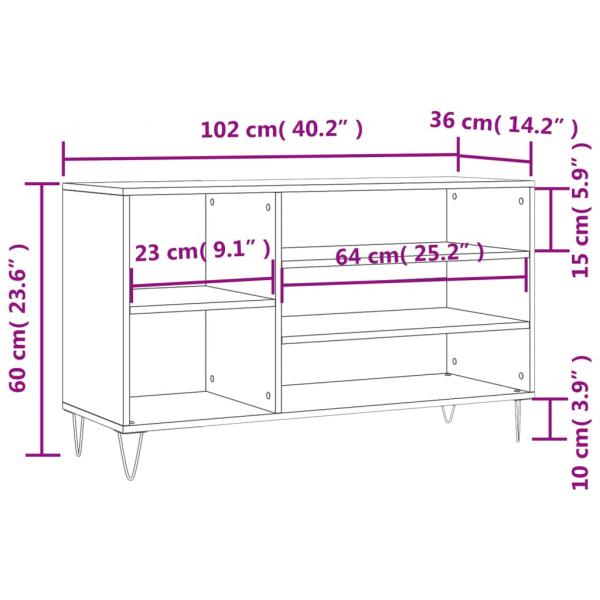 Schuhregal Weiß 102x36x60 cm Holzwerkstoff