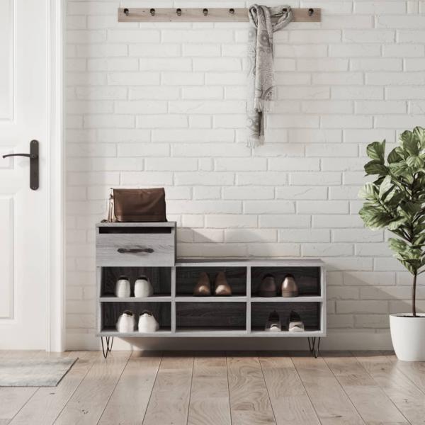 ARDEBO.de - Schuhregal Grau Sonoma 102x36x60 cm Holzwerkstoff