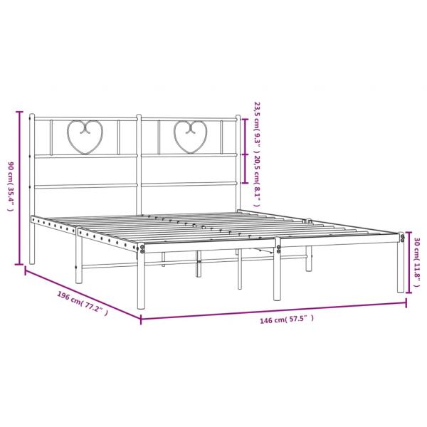 Bettgestell mit Kopfteil Metall Weiß 140x190 cm