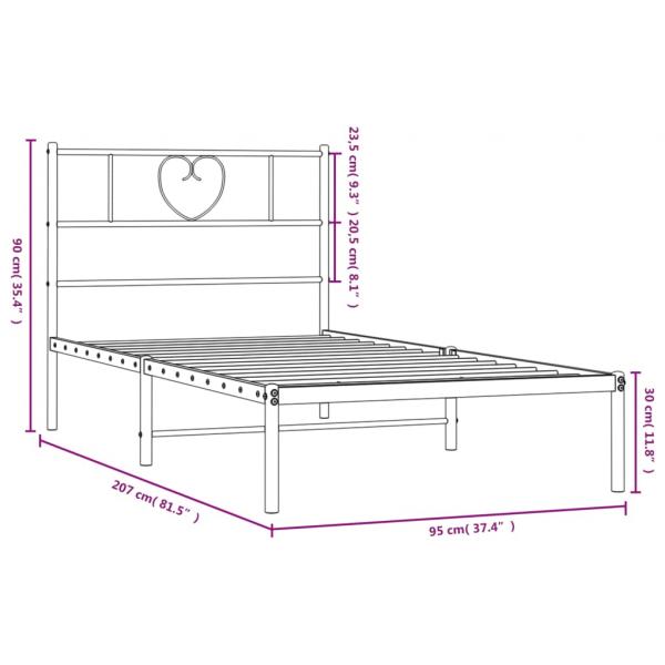 Bettgestell mit Kopfteil Metall Weiß 90x200 cm