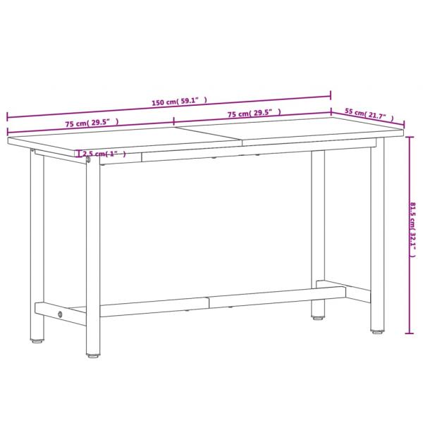 Werkbank 150x55x81,5 cm Massivholz Buche und Metall