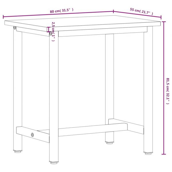 Werkbank 80x55x81,5 cm Massivholz Buche und Metall