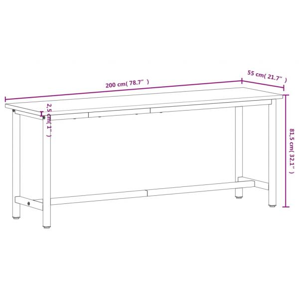 Werkbank 200x55x81,5 cm Massivholz Buche und Metall