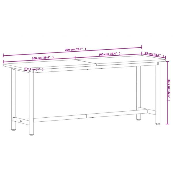 Werkbank 200x55x81,5 cm Massivholz Buche und Metall