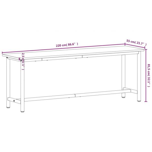 Werkbank 220x55x81,5 cm Massivholz Buche und Metall