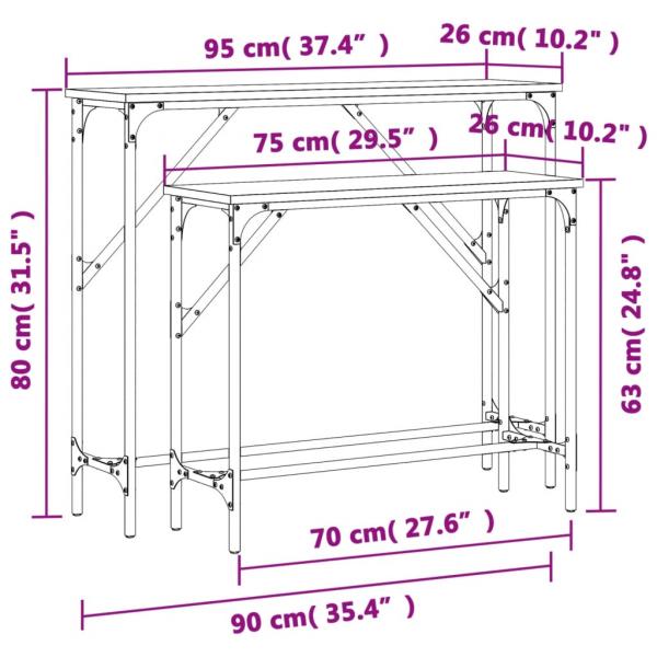 Konsolentische 2 Stk. Grau Sonoma Holzwerkstoff