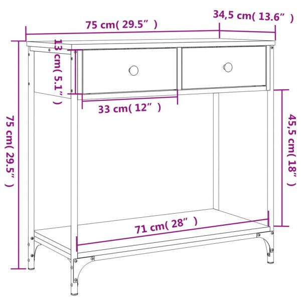 Konsolentisch Sonoma-Eiche 75x34,5x75 cm Holzwerkstoff