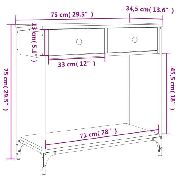 Konsolentisch Räuchereiche 75x34,5x75 cm Holzwerkstoff