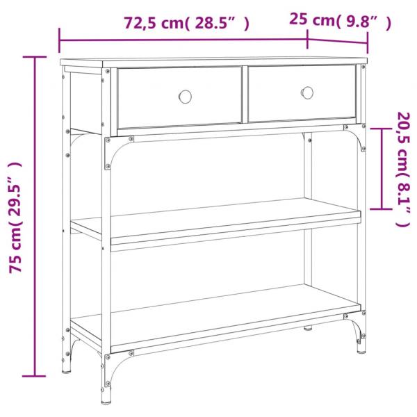 Konsolentisch Räuchereiche 72,5x25x75 cm Holzwerkstoff