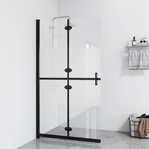 ARDEBO.de - Faltbare begehbare Duschwand Halbmattiertes ESG-Glas 120x190 cm