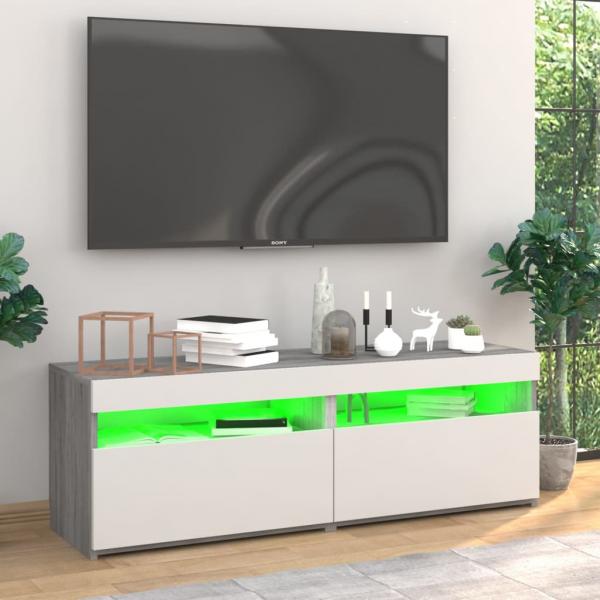 TV-Schränke 2 Stk. mit LED-Leuchten Grau Sonoma 60x35x40 cm