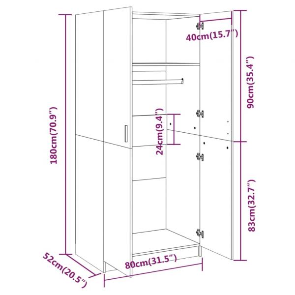 Kleiderschrank Braun Eichen-Optik 80x52x180 cm Holzwerkstoff