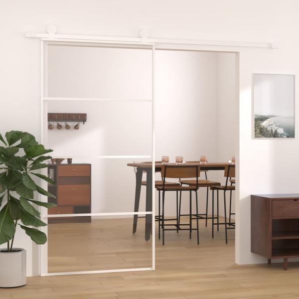 ARDEBO.de - Schiebetür ESG Glas und Aluminium 102,5x205 cm Weiß