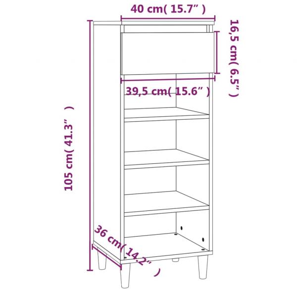 Schuhschrank Räuchereiche 40x36x105 cm Holzwerkstoff