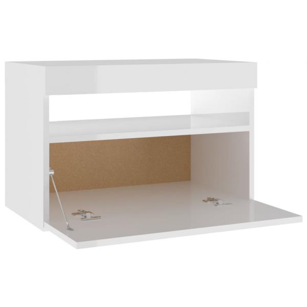 TV-Schrank mit LED-Leuchten Hochglanz-Weiß 60x35x40 cm