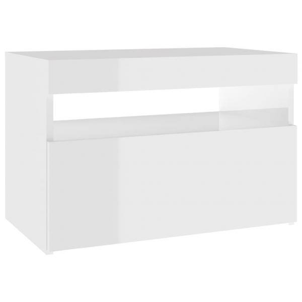 TV-Schrank mit LED-Leuchten Hochglanz-Weiß 60x35x40 cm