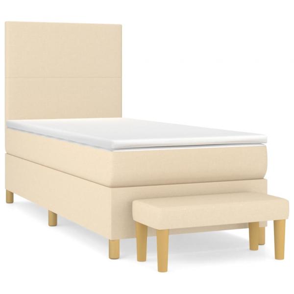 Boxspringbett mit Matratze Creme 90x190 cm Stoff