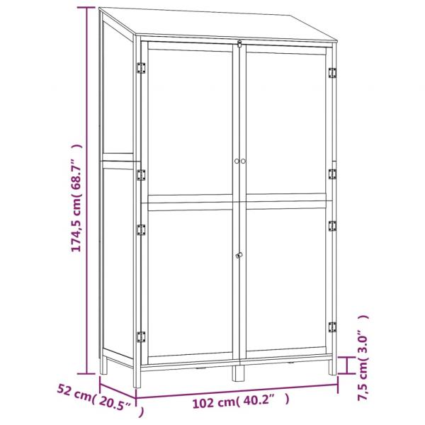 Geräteschuppen Weiß 102x52x174,5 cm Massivholz Tanne