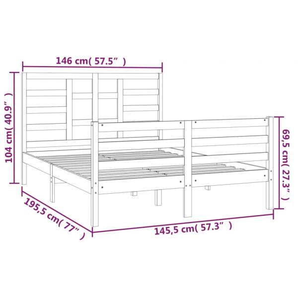 Massivholzbett Grau 140x190 cm