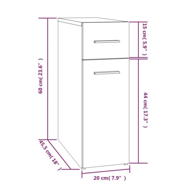 Apothekerschrank Grau Sonoma 20x45,5x60 cm Holzwerkstoff