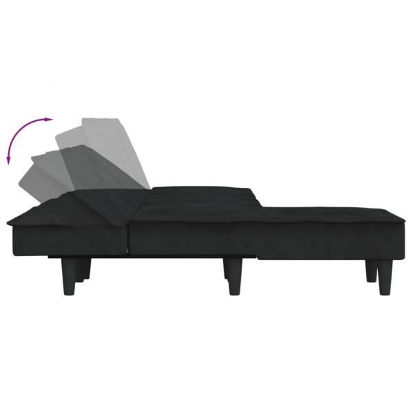 Schlafsofa in L-Form Schwarz 255x140x70 cm Samt