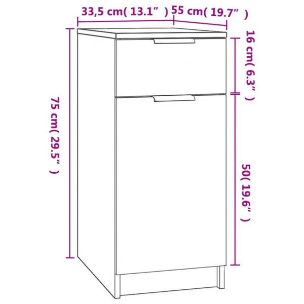 Büroschrank Schwarz 33,5x50x75 cm Holzwerkstoff