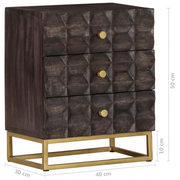 Nachttisch Schwarz 40x30x50 cm Massivholz Mango 