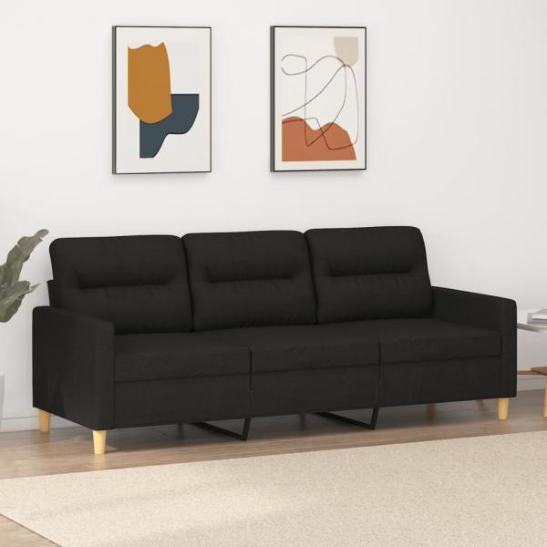 ARDEBO.de - 3-Sitzer-Sofa Schwarz 180 cm Stoff