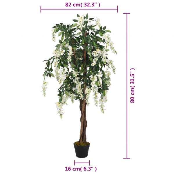 Glyzinienbaum Künstlich 560 Blätter 80 cm Grün und Weiß