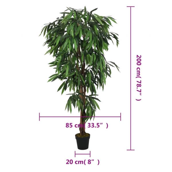 Mangobaum Künstlich 1050 Blätter 200 cm Grün