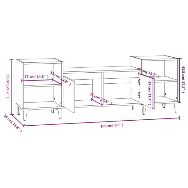 TV-Schrank Betongrau 160x35x55 cm Holzwerkstoff