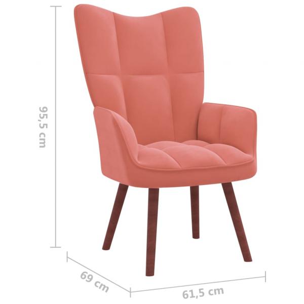 Relaxsessel mit Hocker Rosa Samt