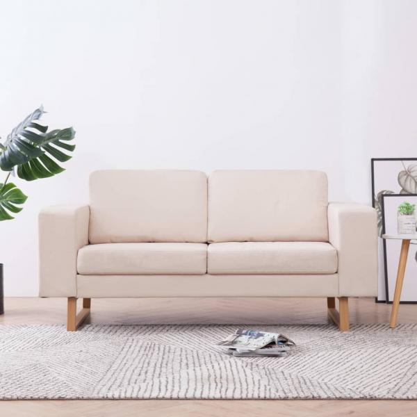 ARDEBO.de - 2-Sitzer-Sofa Stoff Cremeweiß