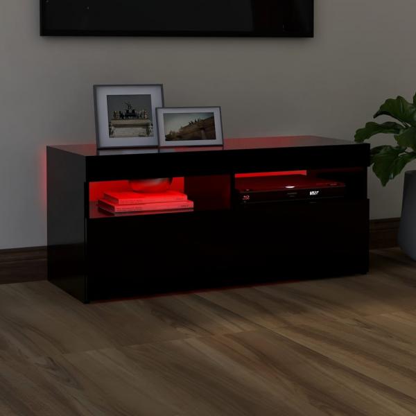 TV-Schrank mit LED-Leuchten Schwarz 90x35x40 cm