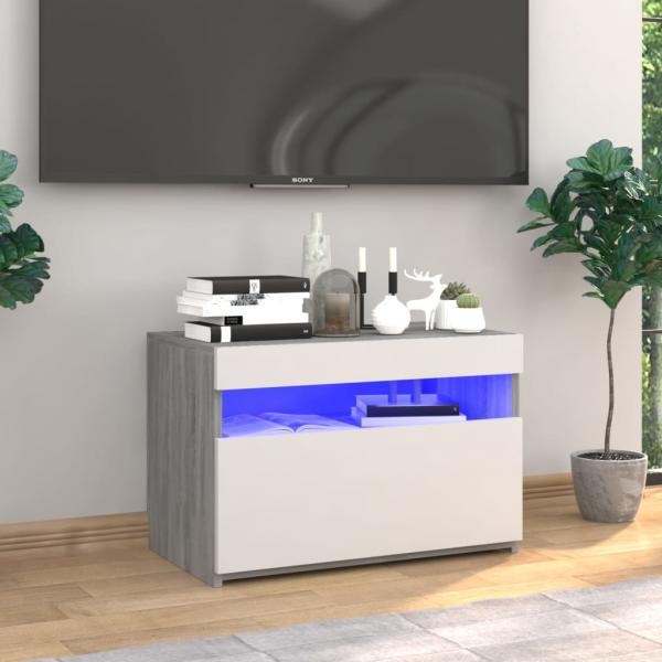 ARDEBO.de - TV-Schrank mit LED-Leuchten Grau Sonoma 60x35x40 cm